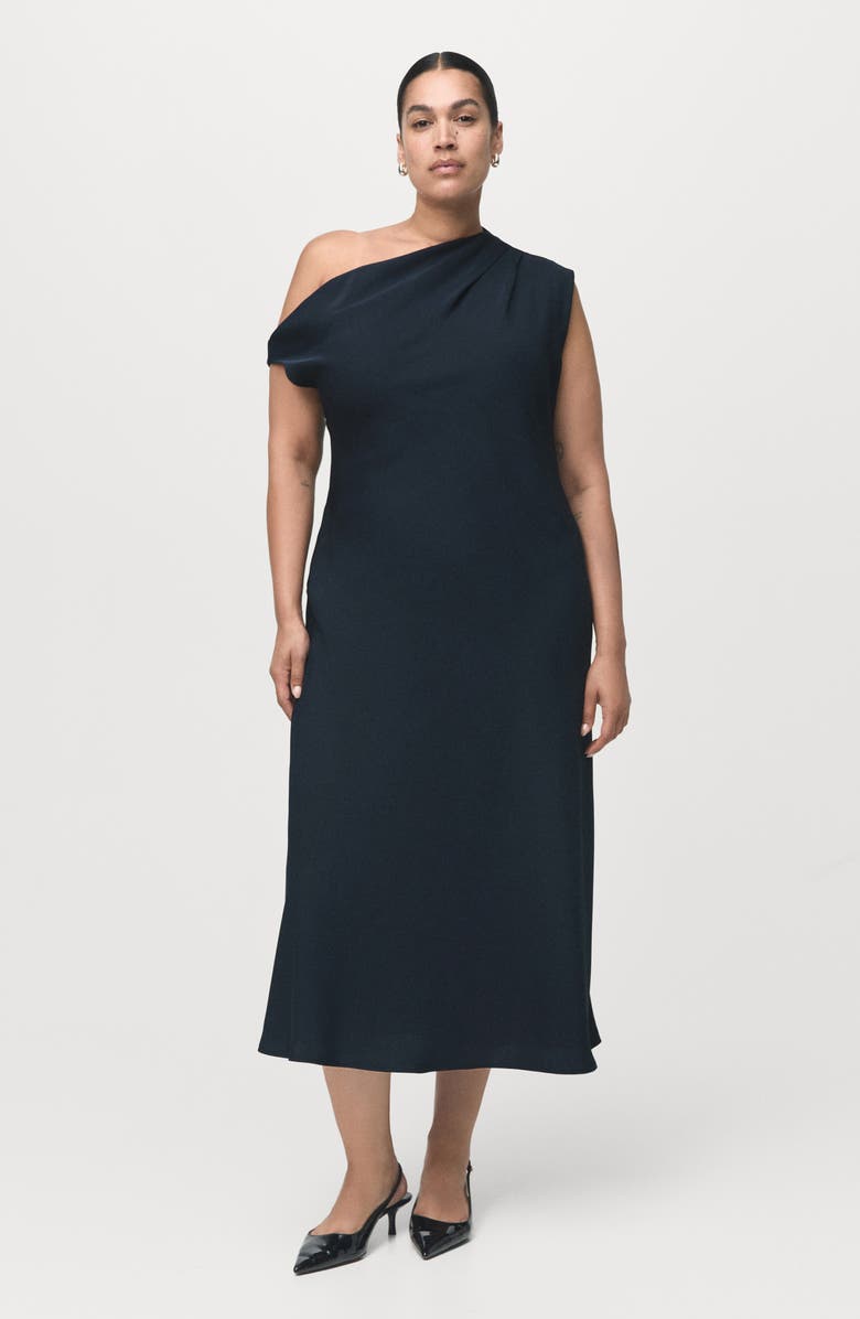 MANGO Asymmetric Maxi Dress, Alternate, color, Navy