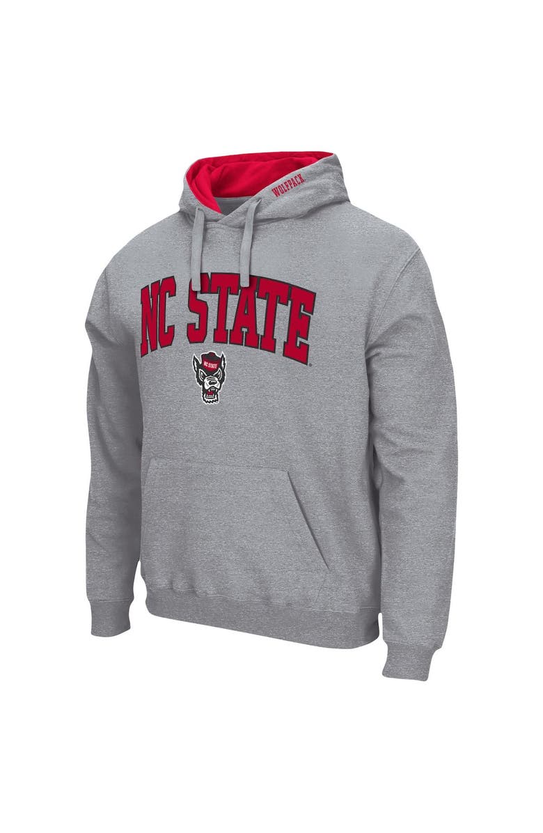 COLOSSEUM Men's Colosseum Heather Gray NC State Wolfpack Arch & Logo 3.0 Pullover Hoodie, Alternate, color, Heather Gray