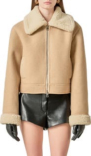 English Factory Faux Shearling Detail Double Face Jacket