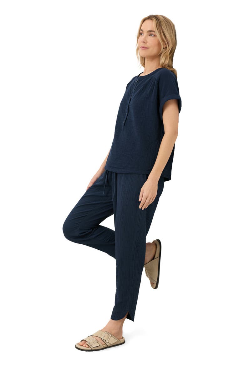 Organic Cotton Coastal Double Gauze Tapered Pull-On Pant, Alternate, color, Navy Blue