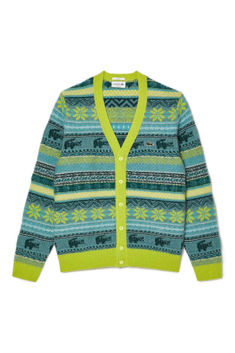 Crocodile Fair Isle Wool Blend Cardigan, Main, color, LIMEIRA MULTI