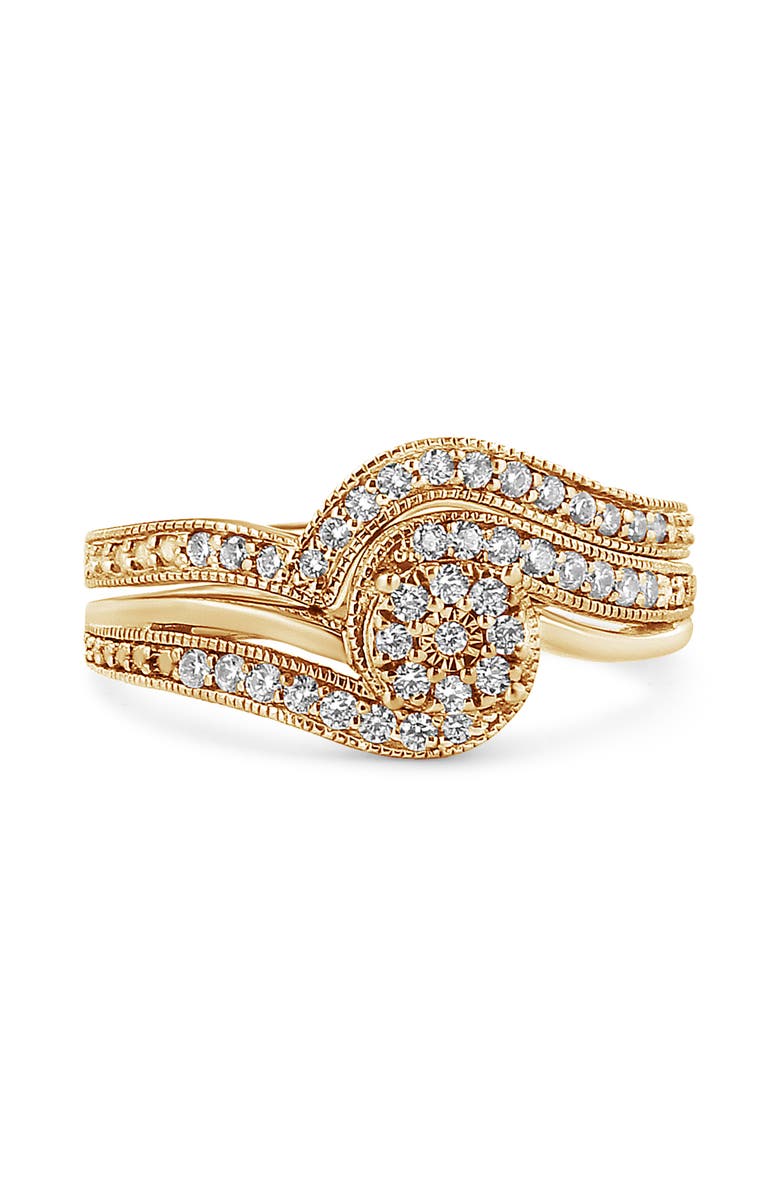 Haus of Brilliance Silver 1/3 Cttw Multi-Diamond Bridal Set Ring and Band, Alternate, color, Yellow