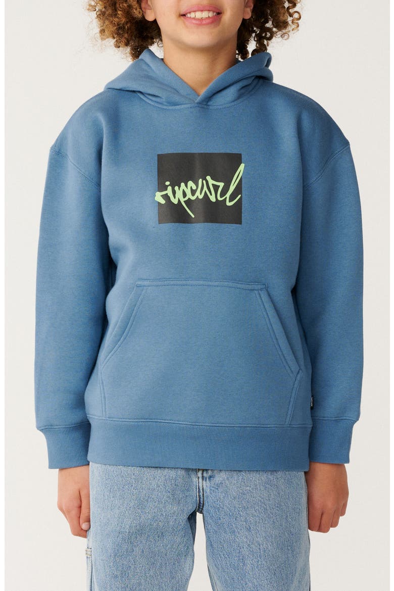 Kids' Rip Script Icon Graphic Hoodie, Main, color, BLUEFIN