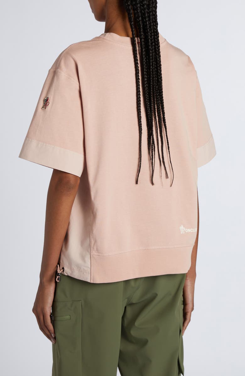 Moncler Grenoble Logo Drawcord Hem Cotton T-Shirt, Alternate, color, Rose Quicksand