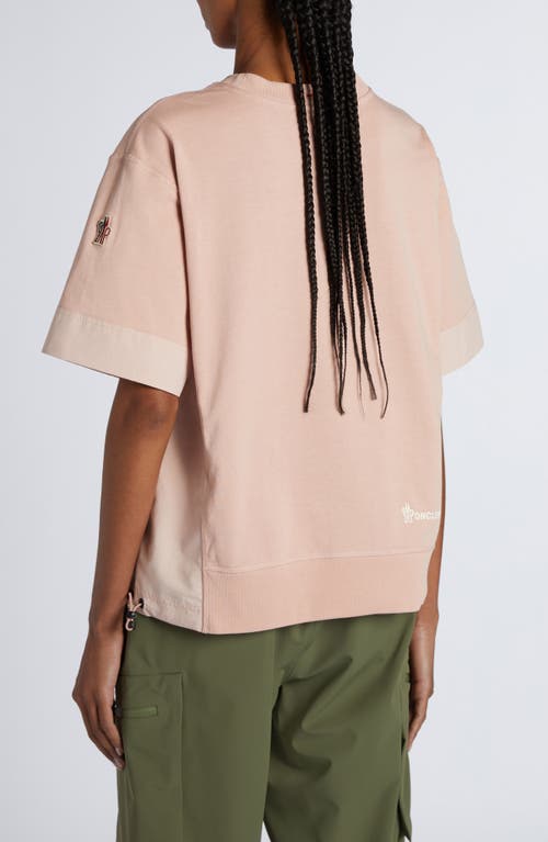 Moncler Grenoble Logo Drawcord Hem Cotton T-shirt In Rose Quicksand