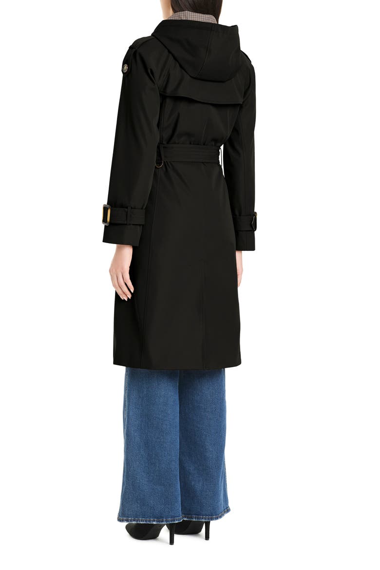 Water Resistant Double Breasted Trench Coat, Alternate, color, BLACK