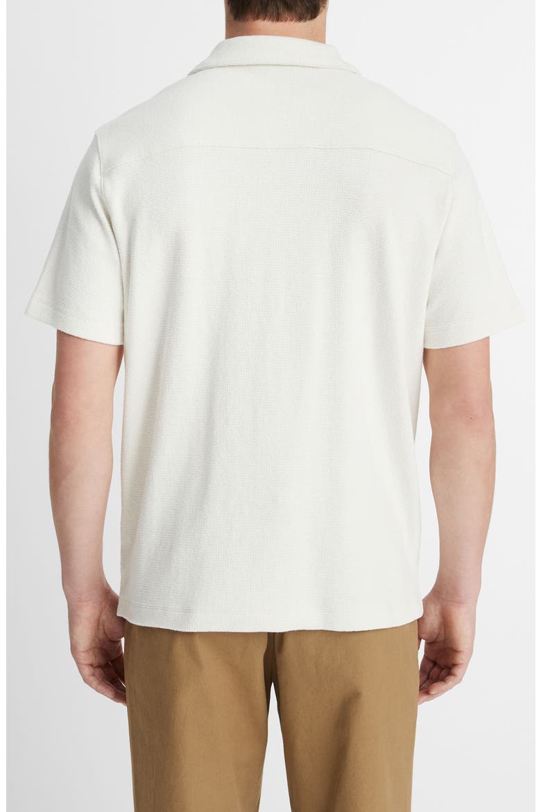 Bouclé Knit Short Sleeve Camp Shirt, Alternate, color, BONE