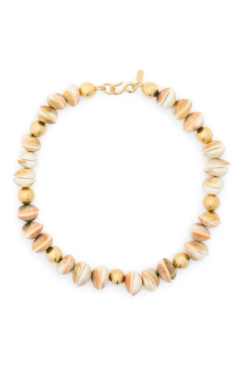 Shell Beaded Necklace, Main, color, NATURAL
