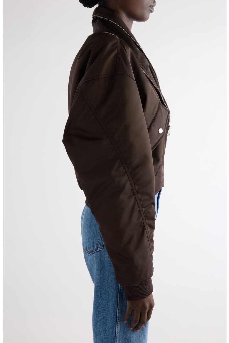 Zip Shawl Collar Bomber Jacket, Alternate, color, BROWN