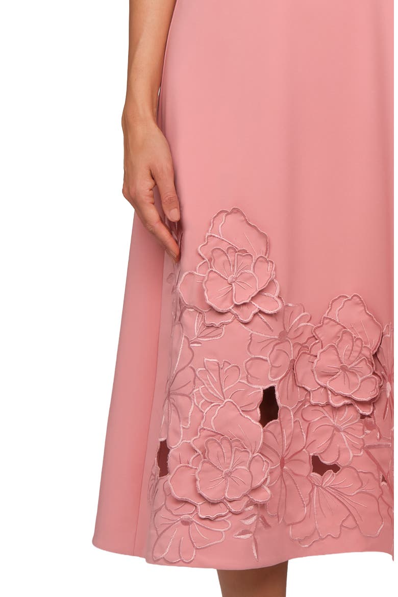 Heidi Floral Appliqué Midi Dress, Alternate, color, ROSE PETAL