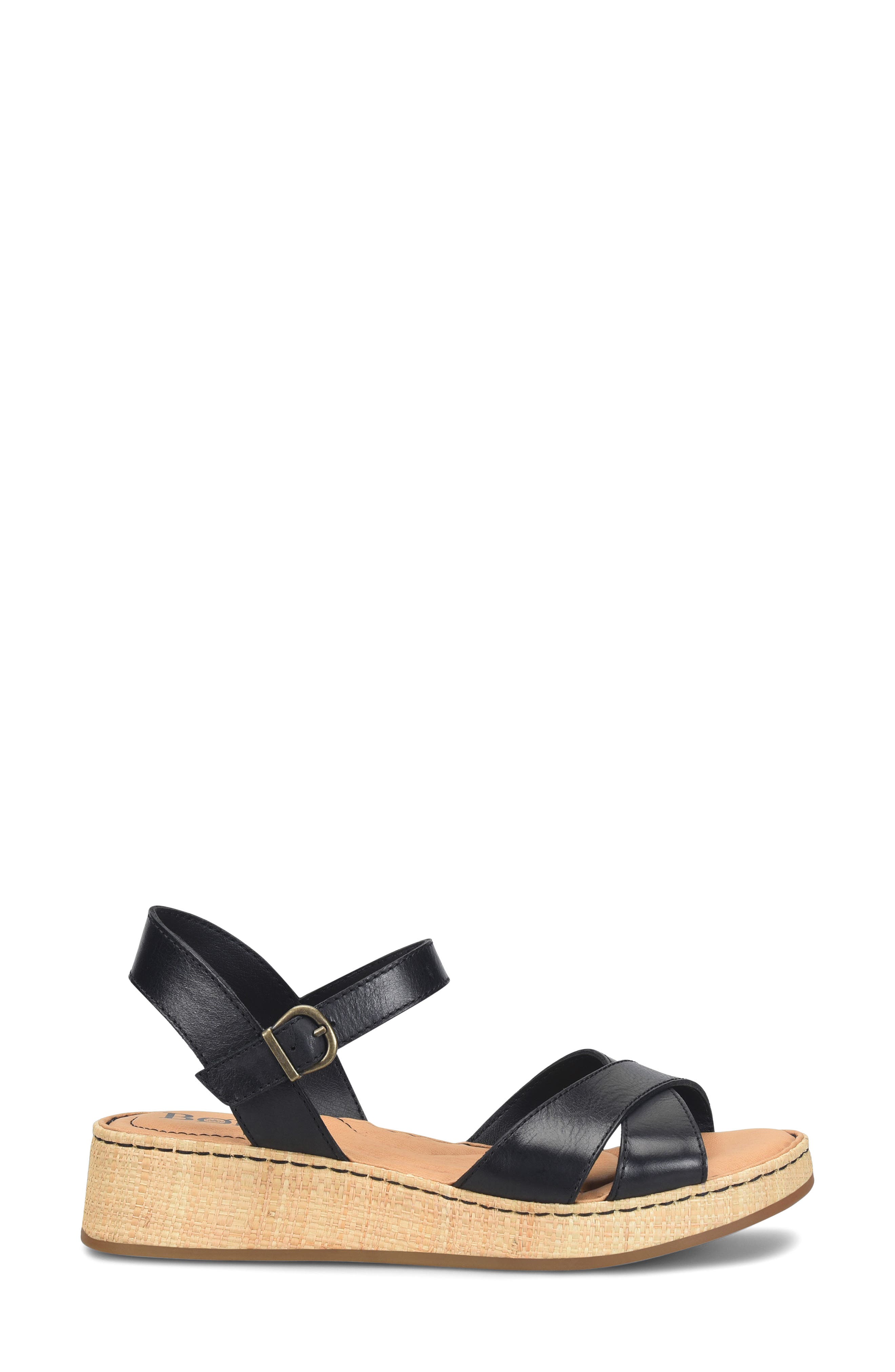 Børn Cannes Platform Wedge Sandal, Alternate, color, Black Leather