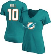 FANATICS Women's Tyreek Hill Aqua Miami Dolphins Plus Size Fair Catch Name & Number V-Neck T-Shirt