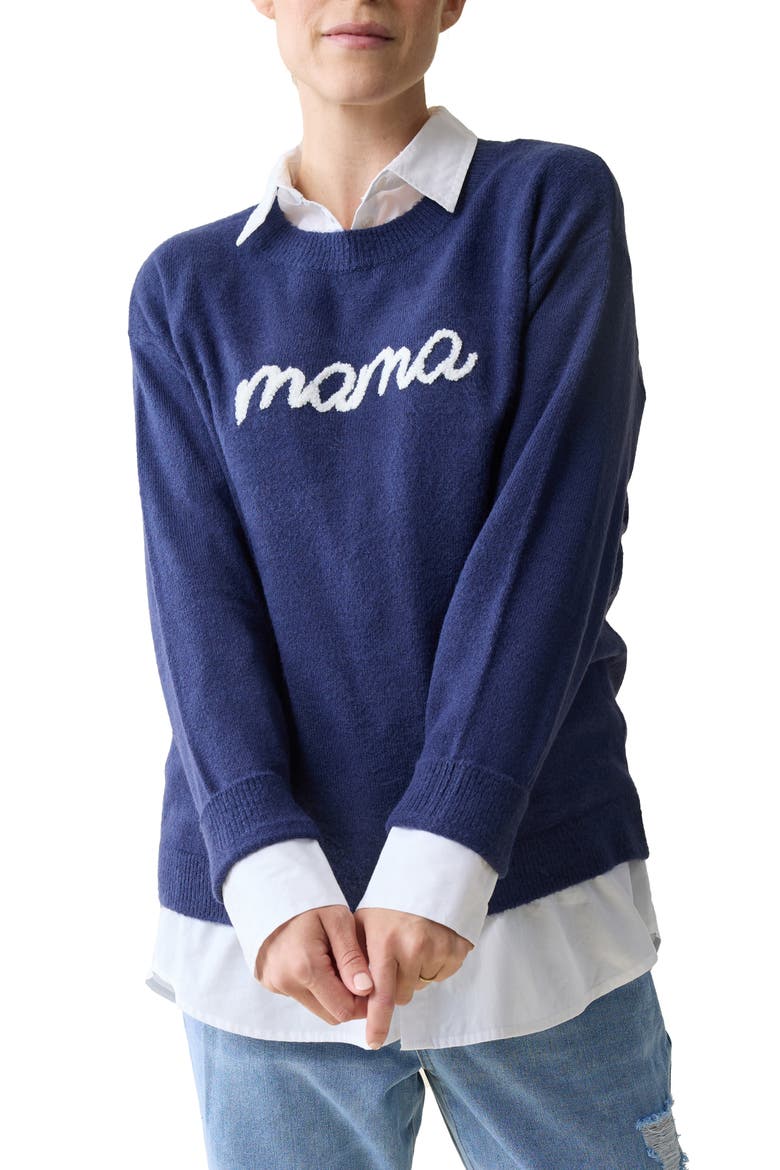 Mama Maternity Sweater, Main, color, NAVY