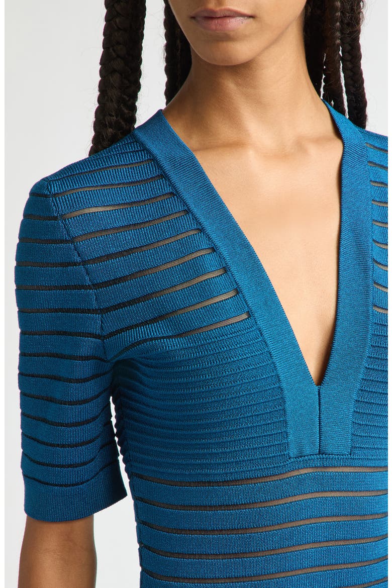 Stripe Ottoman Stitch Flounce Sweater Dress, Alternate, color, 6BR NIGHT BLUE