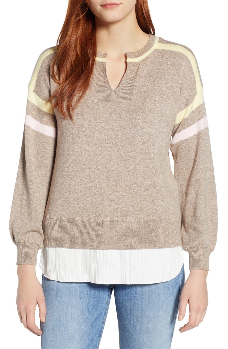 Wit & Wisdom Layered Look Stripe Sweater, Main, color,