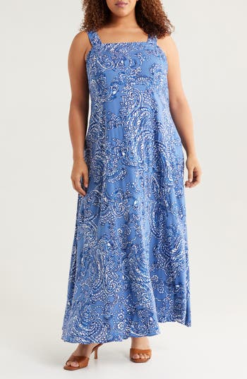 Vince Camuto Paisley Maxi Dress In Blue