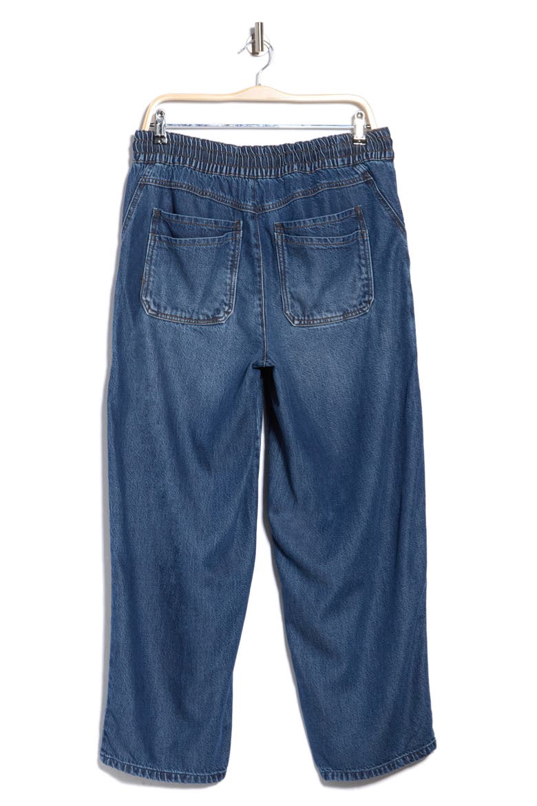 Drawstring Barley Barrel Leg Jeans, Alternate, color, BLUE