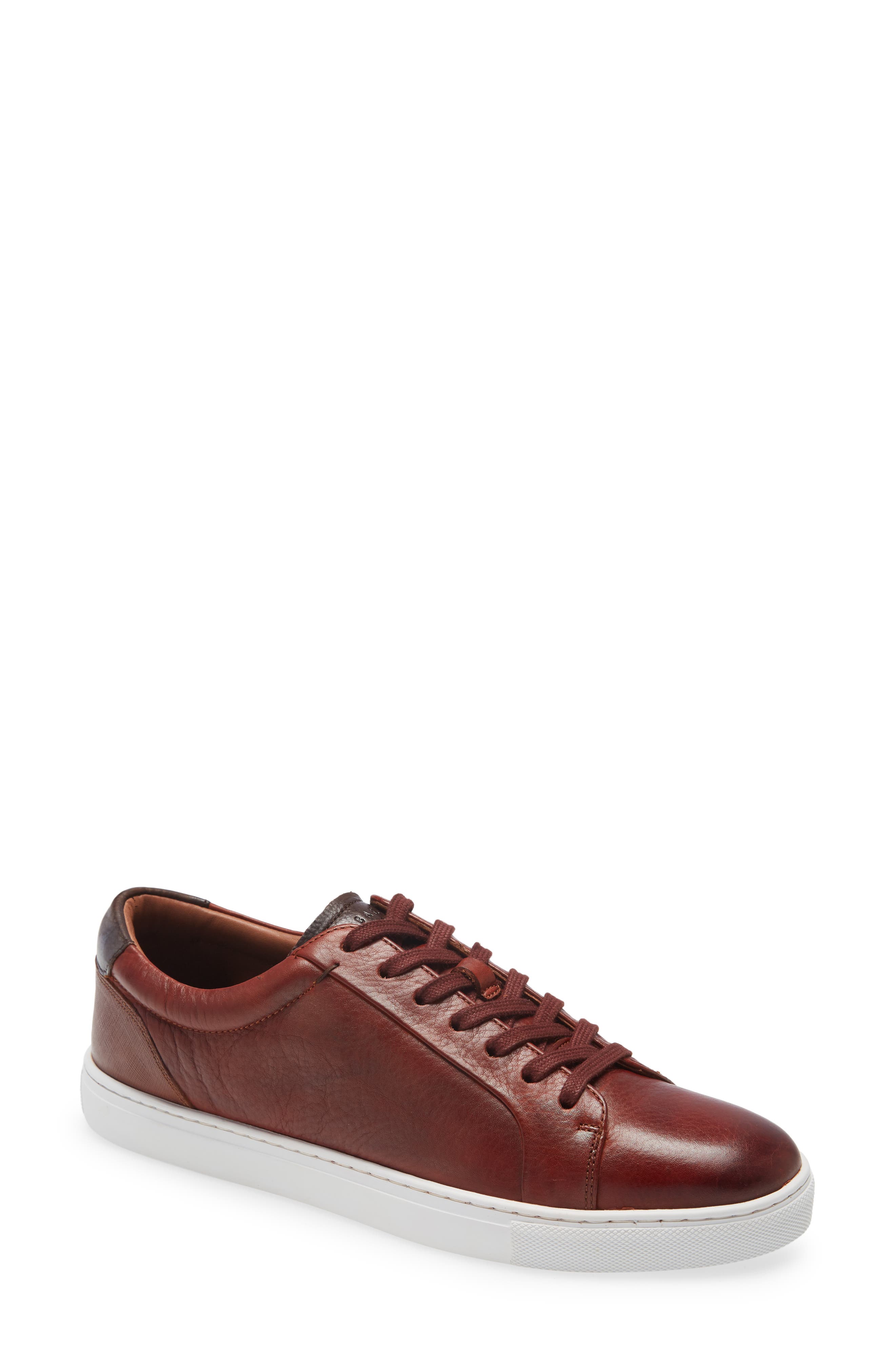 Udamo Leather Sneaker, Main, color, BROWN