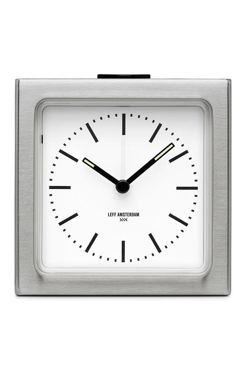 Block Alarm Clock, Main, color, STEEL/ WHITE