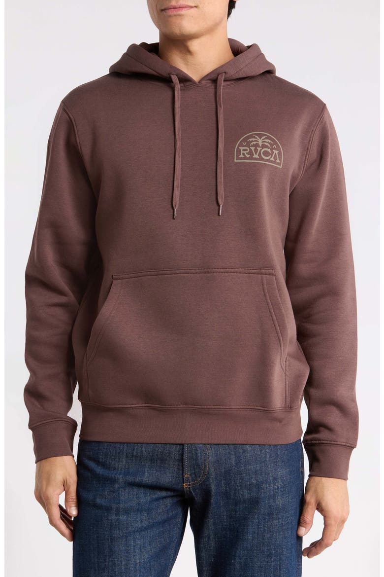 Palm Serif Fleece Graphic Hoodie, Main, color, MOCHA