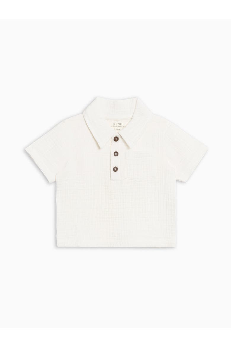 Organic Ezra Muslin Henley, Alternate, color, Coconut