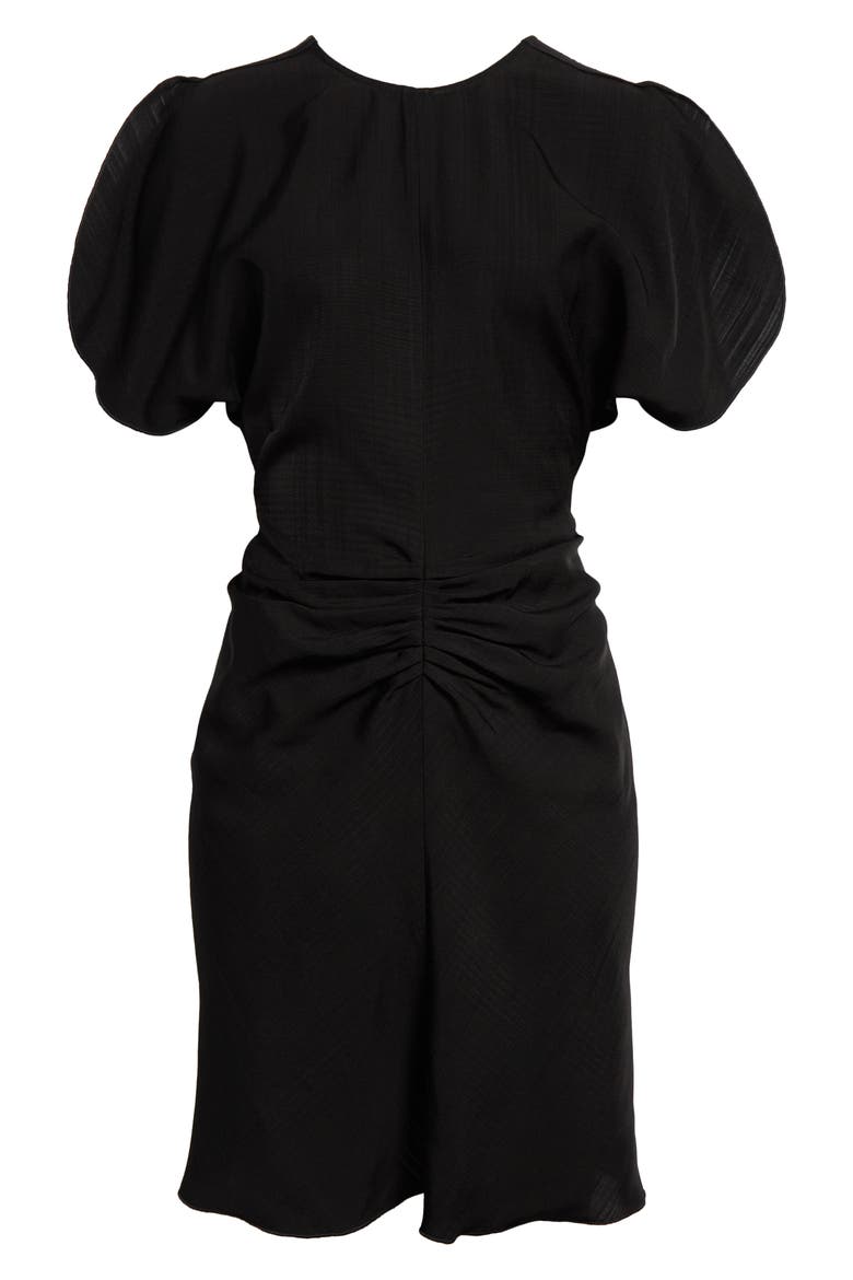 Ruched Puff Sleeve Minidress, Alternate, color, BLACK