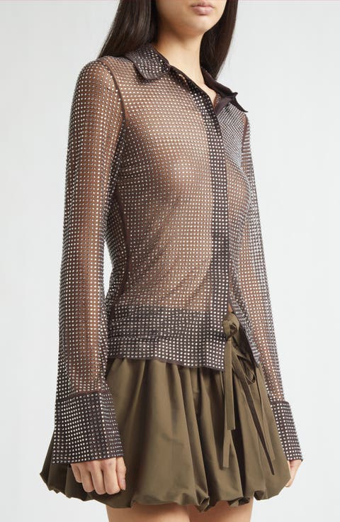 Crystal Embellished Button-Up Shirt