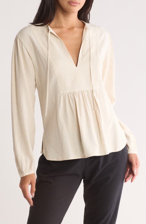 Curved Hem Peasant Blouse