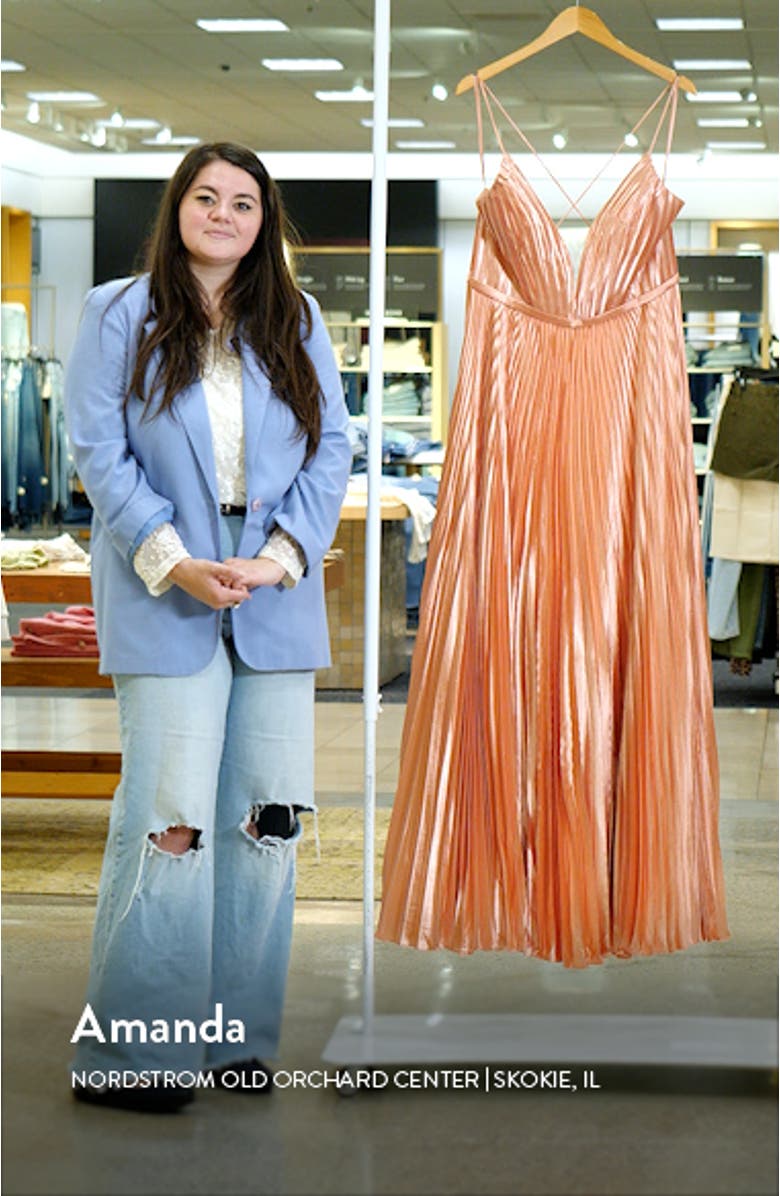 Ieena for MacDuggal Plunge Neck Pleated Ballgown, sales video thumbnail