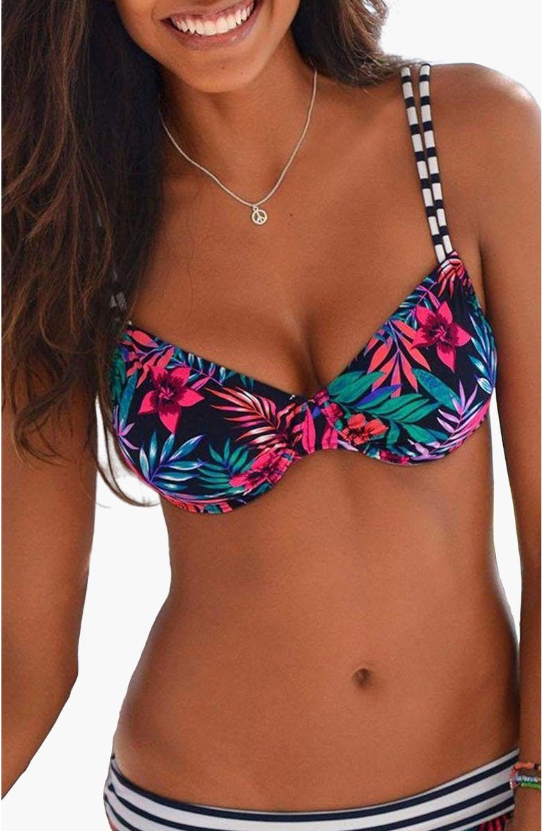 LASCANA Pattern Underwire Bikini Top Size 38B, Main, color, Multi Print