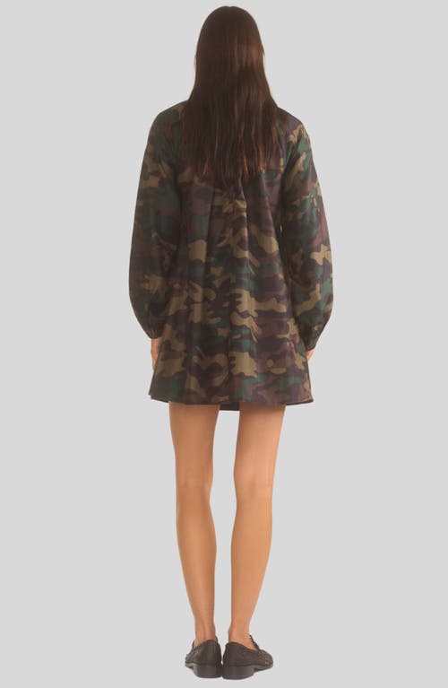 Shop Cynthia Rowley Second Nature Silk Taffeta Dress In Green Camo