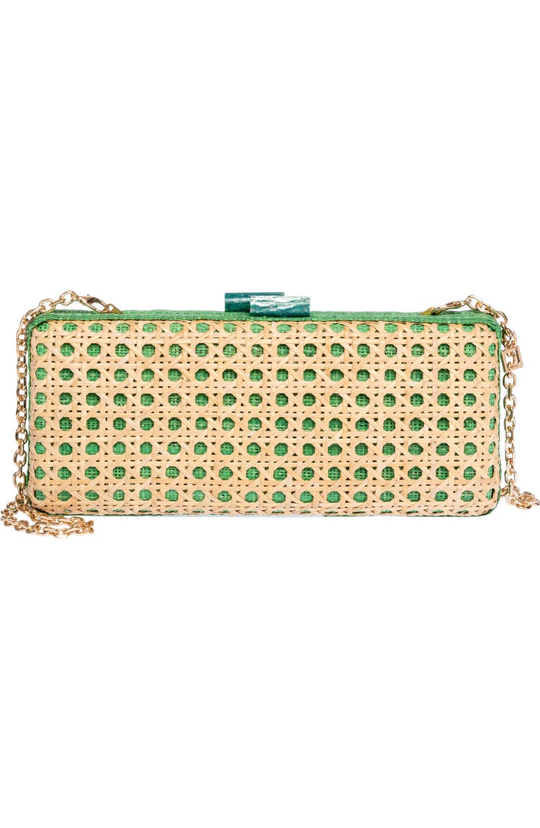 Rafe New York Alessandra Rattan Long Clutch, Main, color, Green