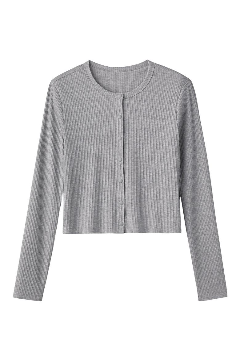LivLuxe Rib Cardigan, Alternate, color, HEATHER GRAY
