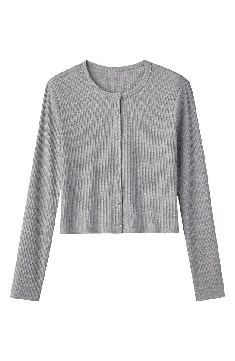 Rhone LivLuxe Rib Cardigan, Alternate, color, Heather Gray