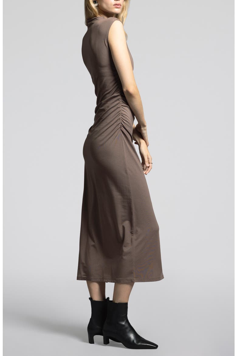 Rose Ruched Mock Neck Maxi Dress, Alternate, color, DARK LILAC