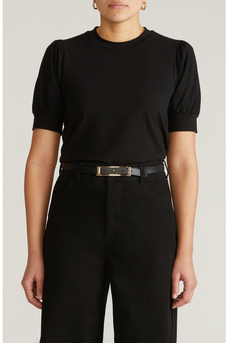 Puff Sleeve Top, Main, color, BLACK
