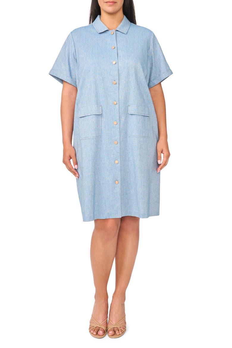 Button-Up Pocket Shirtdress, Alternate, color, MEDIUM CHAMBRAY