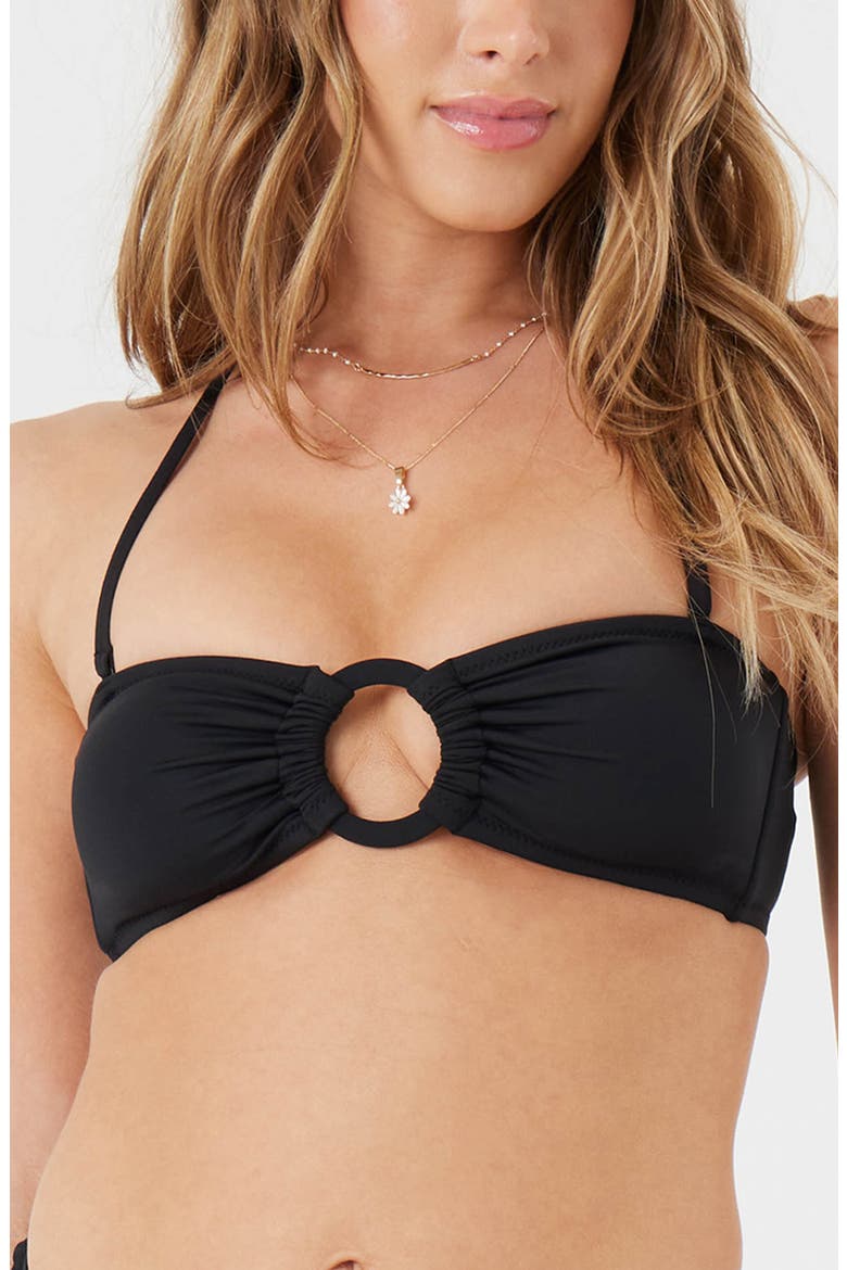 Beach Classics Ring Bandeau Bikini Top, Main, color, ANTHRACITE
