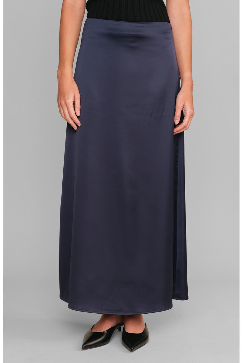 Marcus Satin Maxi Skirt, Main, color, NAVY