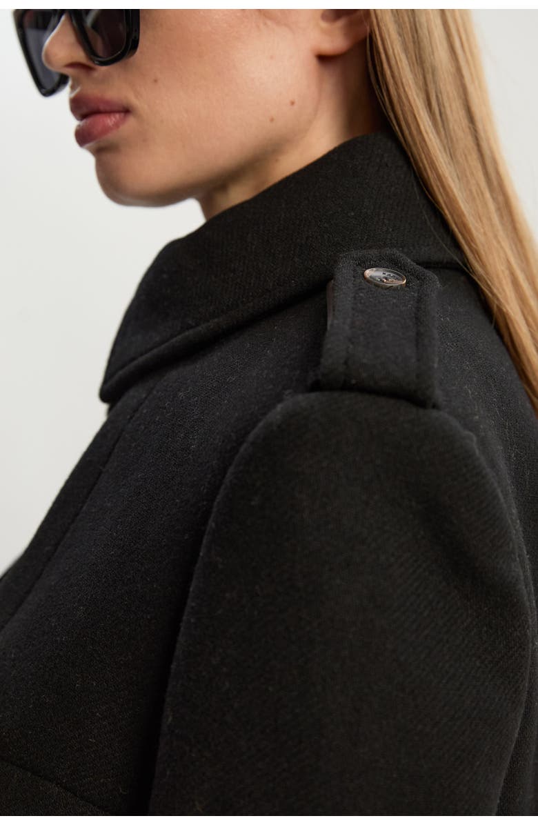 Karen Millen Wool Mix Belted Trench Maxi Coat, Alternate, color, Black