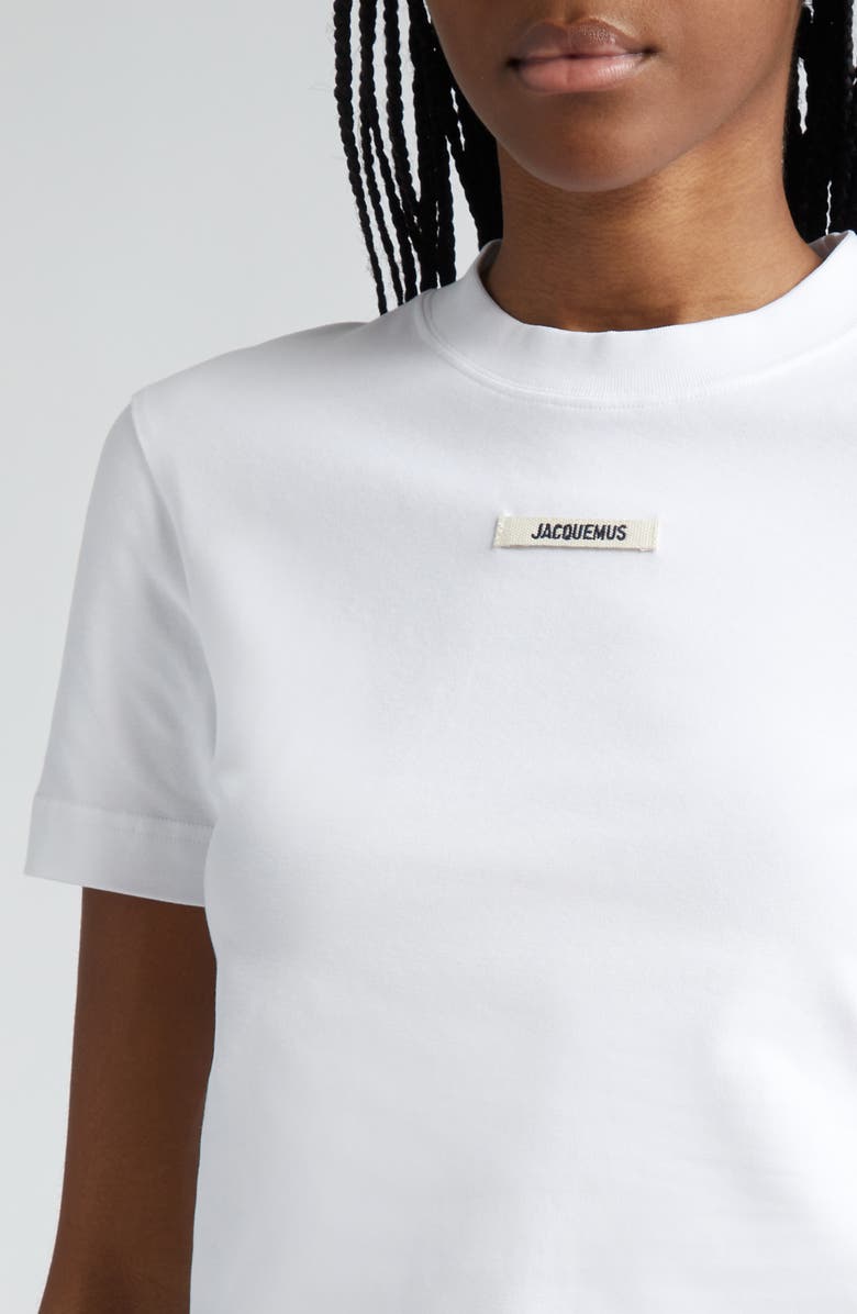 Jacquemus Le T-Shirt Logo Embroidered Grosgrain T-Shirt, Alternate, color,