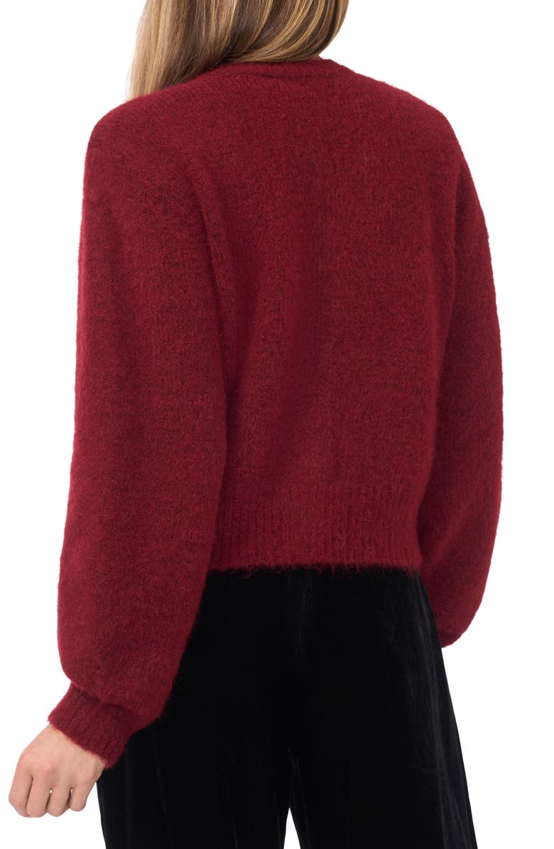 Ted Baker Fina Fuzzy Crewneck Cardigan, Alternate, color, Burgundy