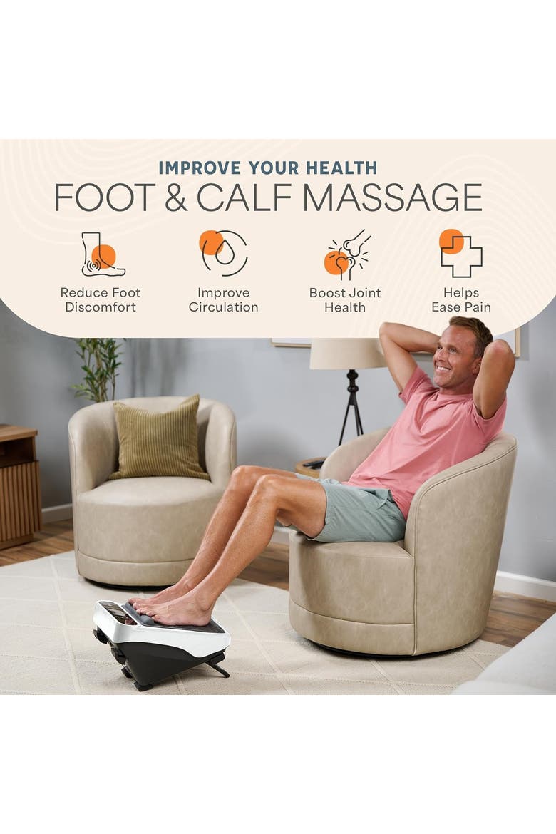 VibraCare Foot Massager for Neuropathy Relaxing Calf and Foot with Heat Option, Alternate, color, White
