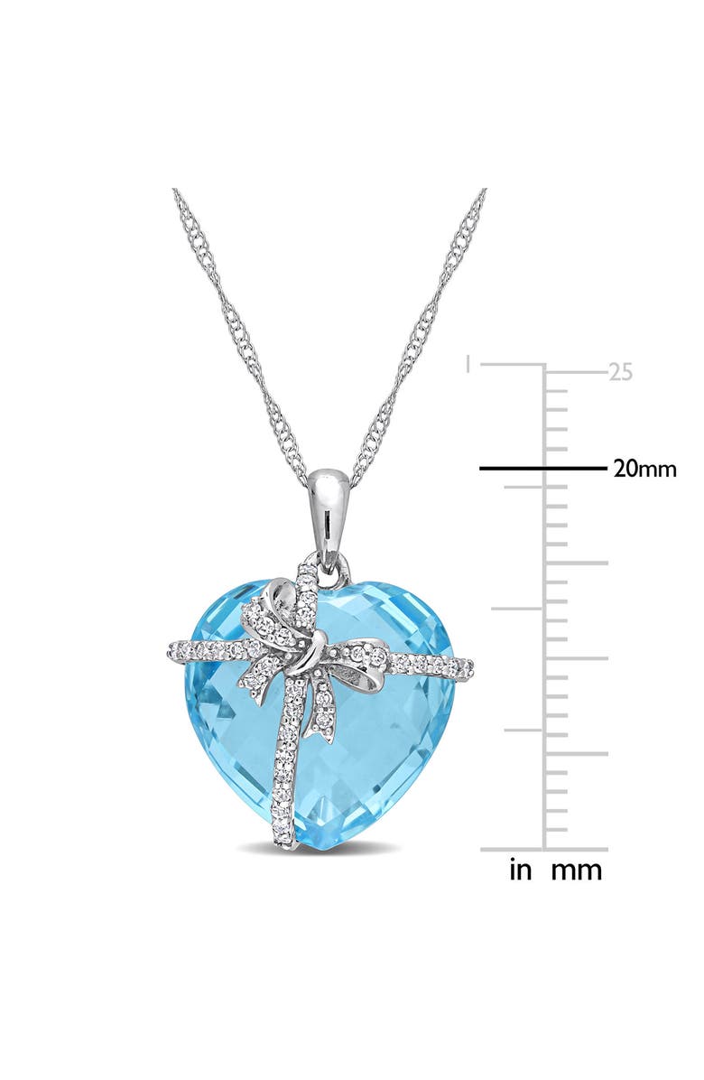 DELMAR Sky Blue Topaz & Diamond Bow Pendant Necklace, Alternate, color,
