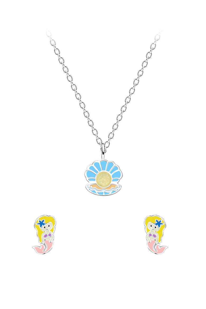 Sterling Silver Mermaid Jewelry Set in Signature Gift Box, Alternate, color, Silver