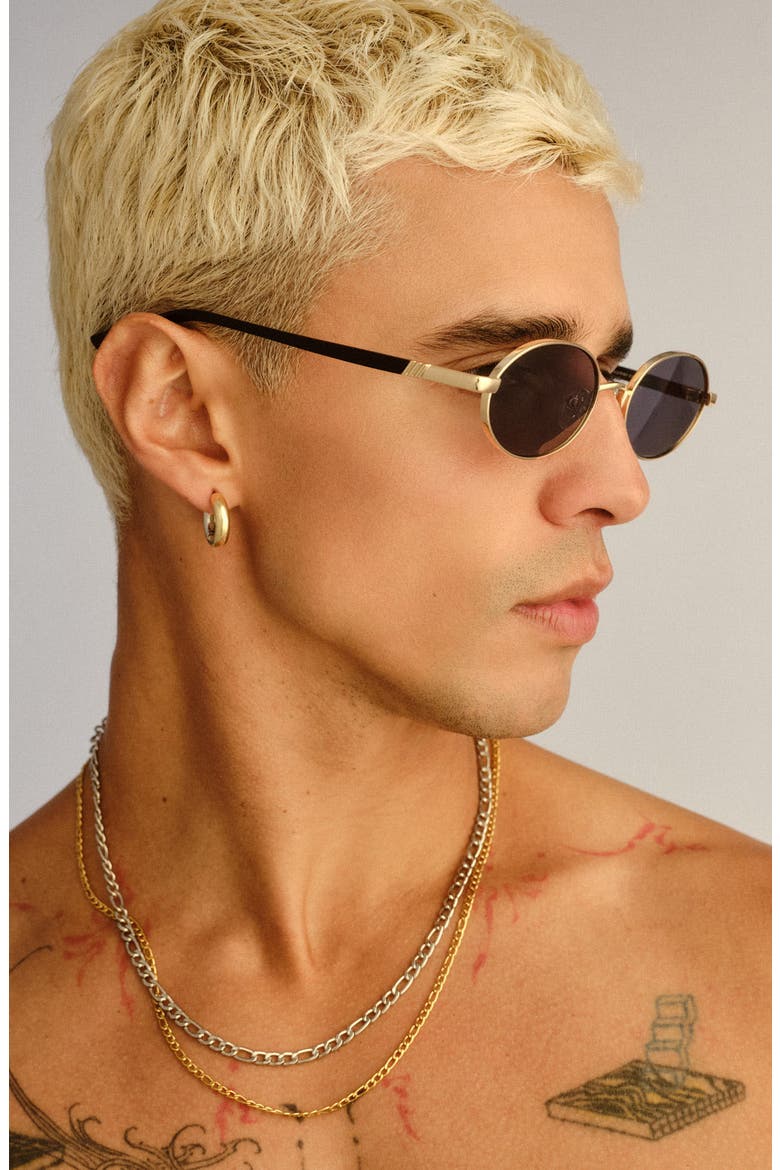 55mm Icicle Oval Sunglasses, Alternate, color, BRIGHT GOLD / SMOKE MONO