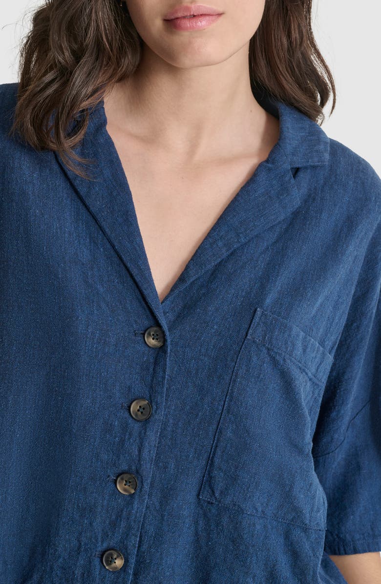 DKNY Convertible Collar Linen Blend Shirt, Alternate, color, 