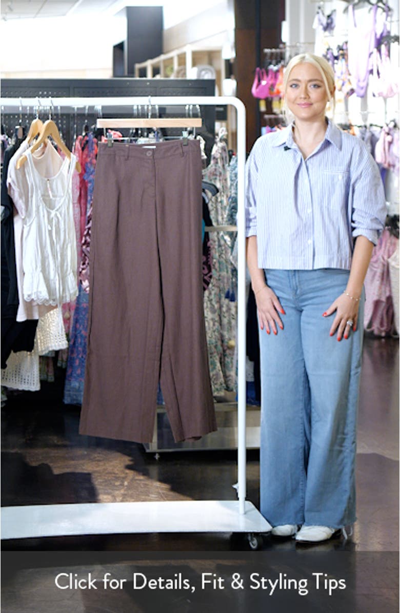 Low Slung Linen Blend Wide Leg Pants, sales video thumbnail