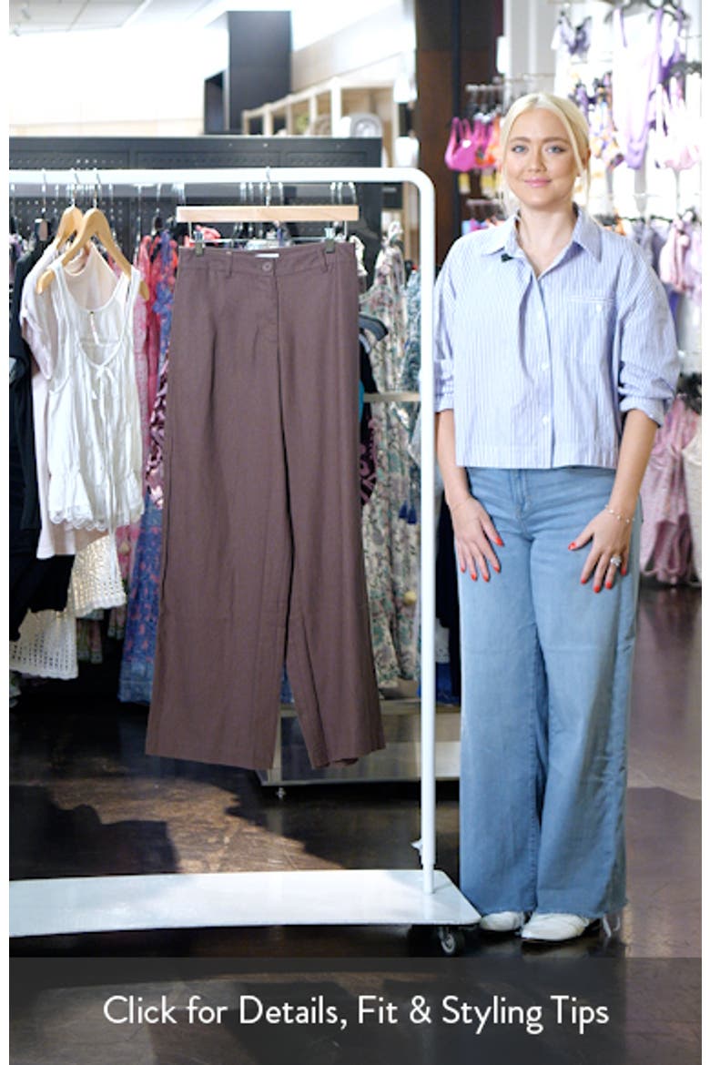 Low Slung Linen Blend Wide Leg Pants video