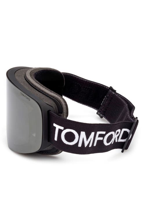Shop Tom Ford Ski Mask With Mirrored Lens In Matte Black/brown